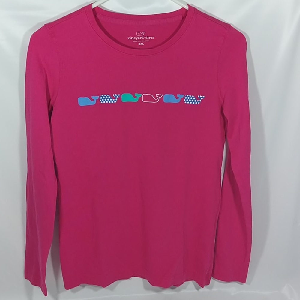 Girls Vineyard Vines Shirt Size XXS Pink Whales